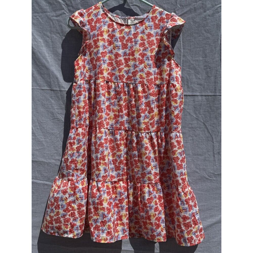KIRUNDO‎ Women's Summer Dress FLORAL Ruffle Sleeve Round Neck Mini Dress